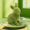 2Pcs Easter Moss Bunny Figurine, Flocked Rabbit Statue Figurine, Green Imitation Moss Rabbit Sculpture, for Easter Festival Garden Yard Home Party Ornament Decoration